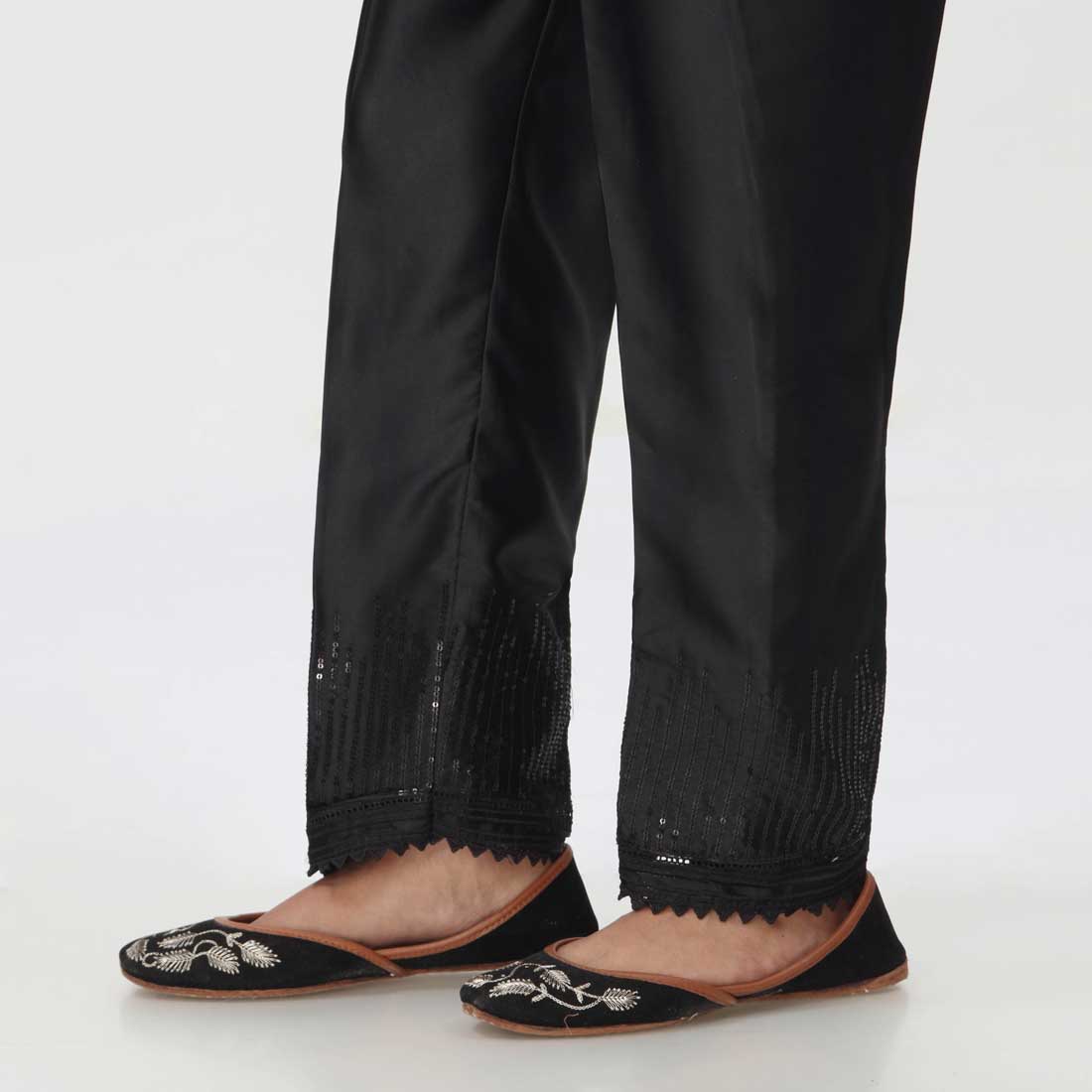 Black Embroidered Shamoz Silk Trouser PW3693