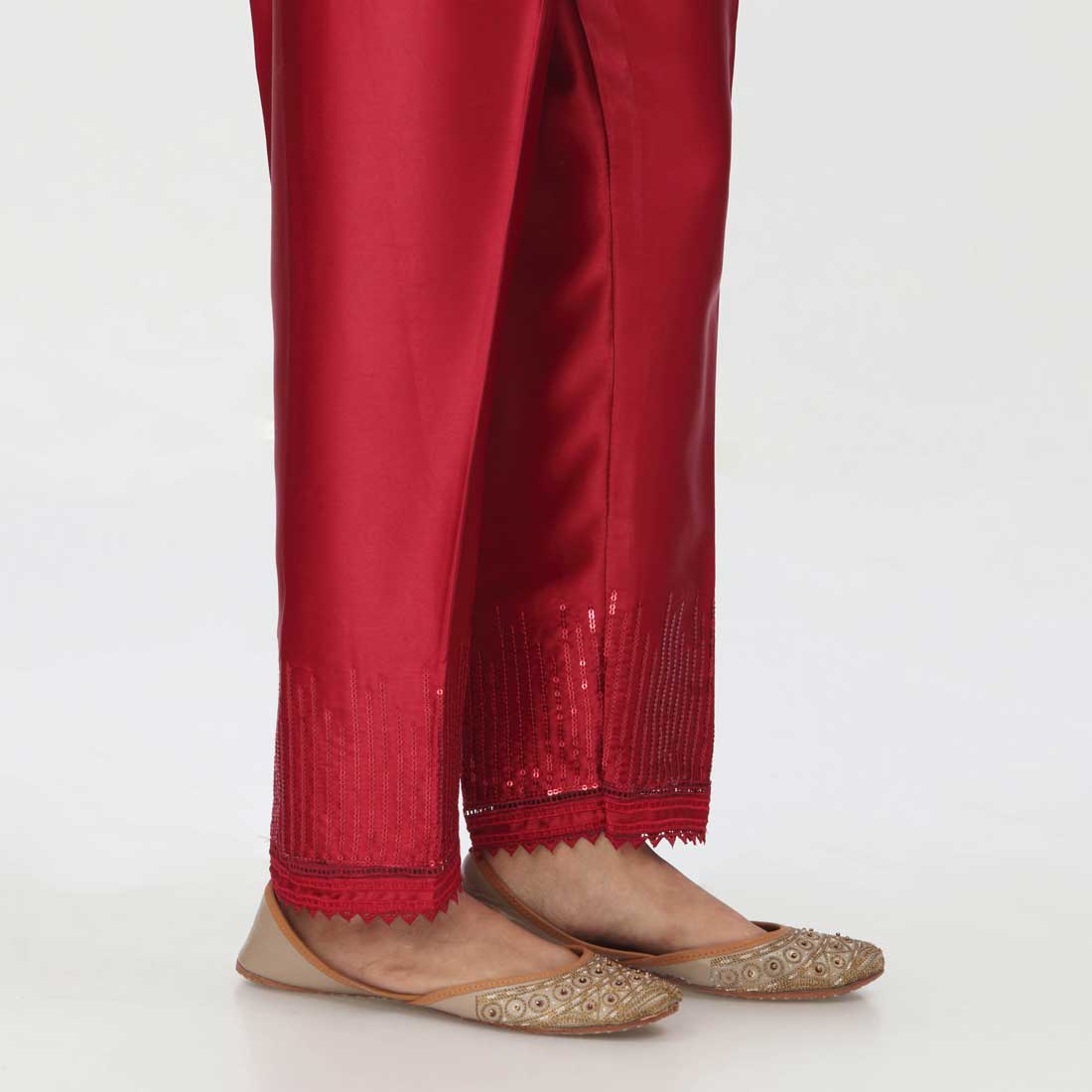 Maroon Embroidered Shamoz Silk Trouser PW3693
