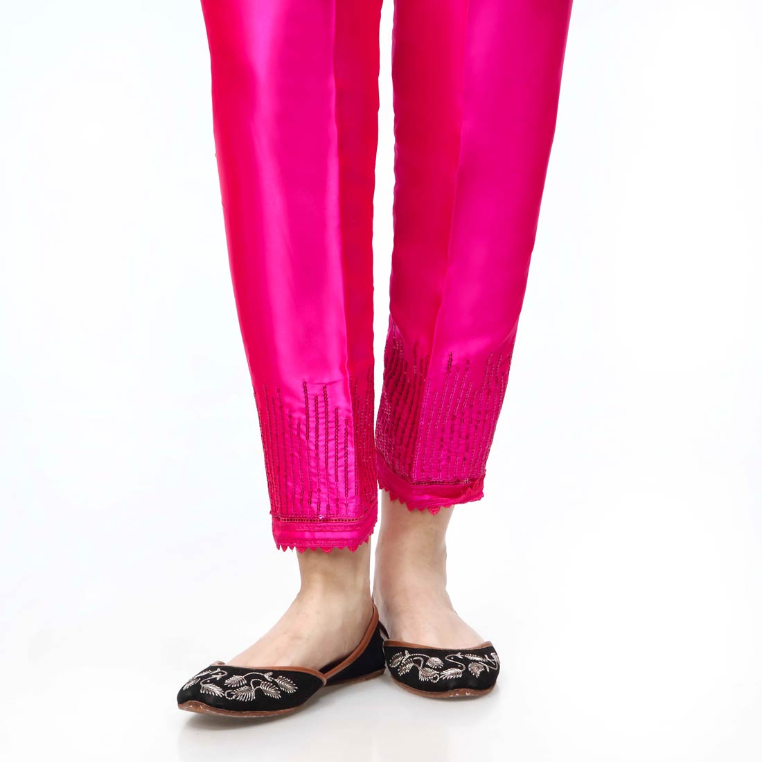 Pink Embroidered Shamoze Silk Trouser PW3693