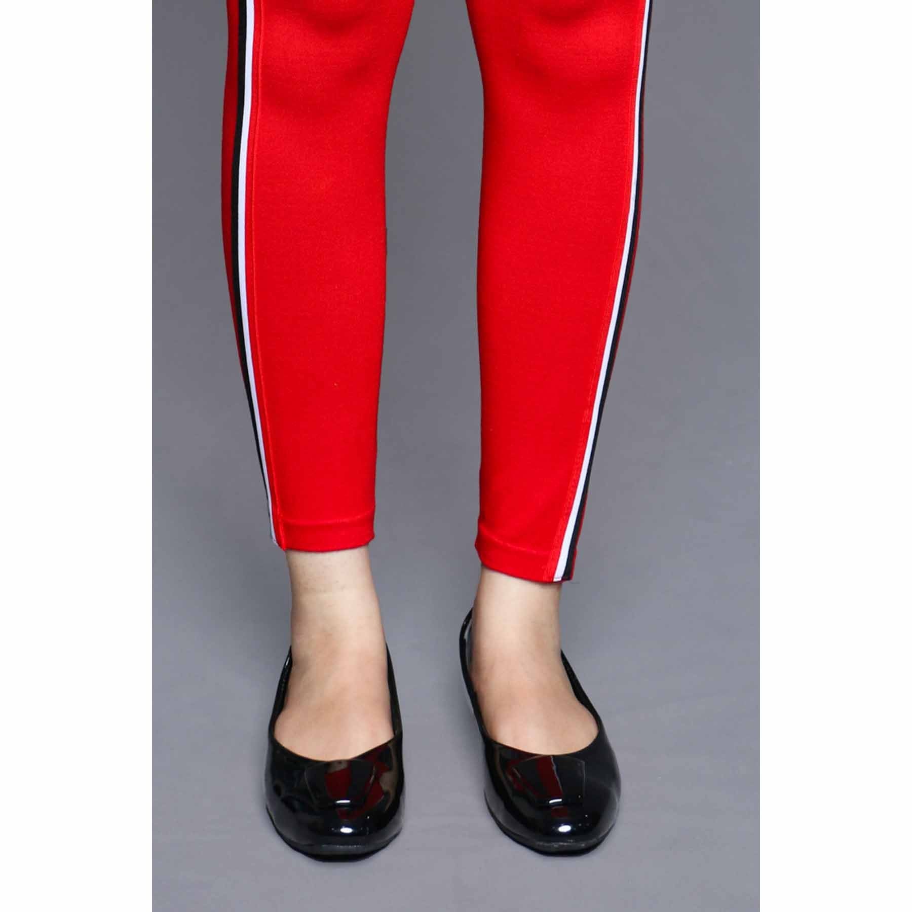 Red Color Lowers Plain Tights PN2061