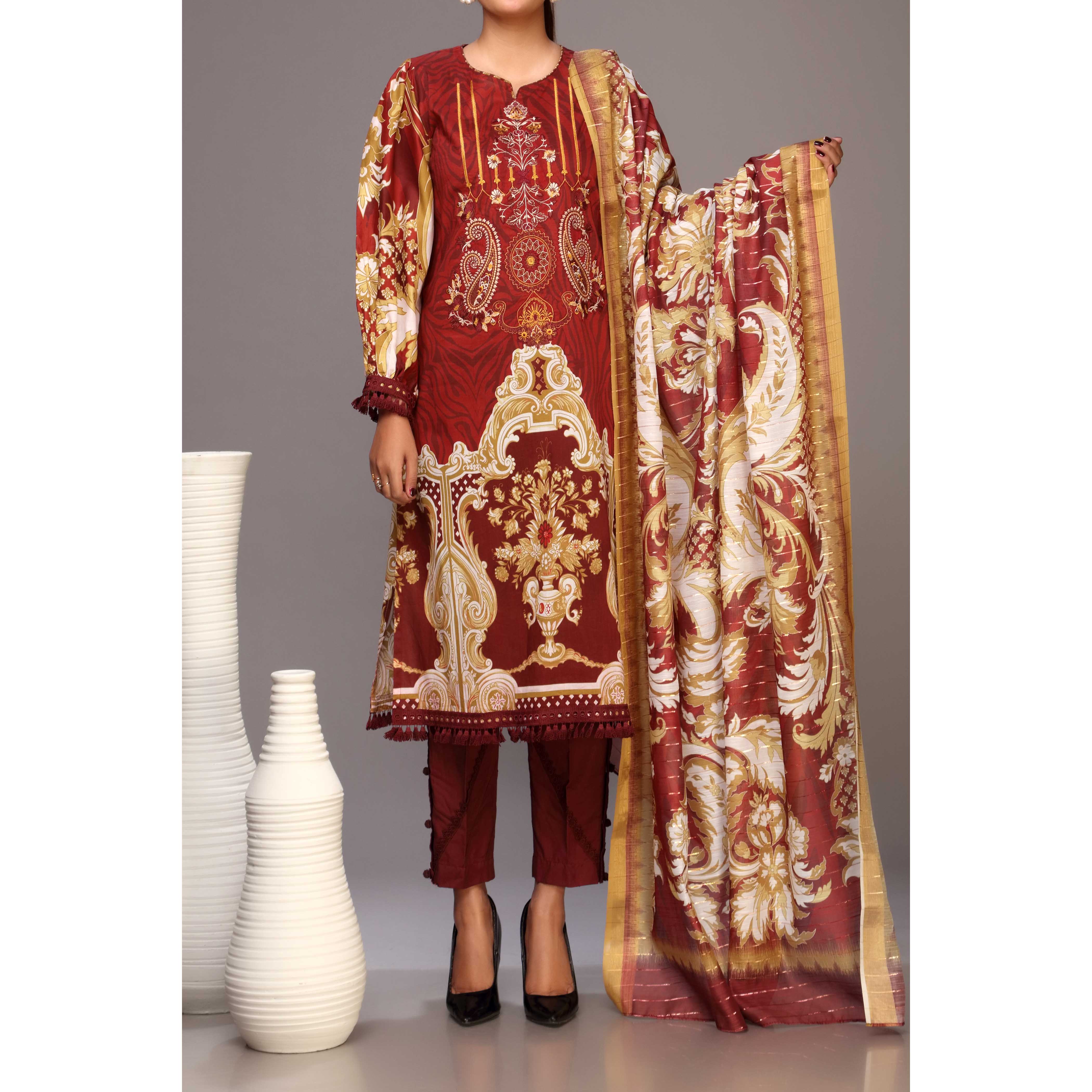 2PC- Unstitched Digital Printed Lawn Shirt With Dupatta PS2410