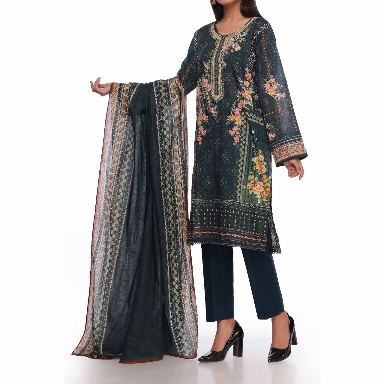3PC- Digital Printed Lawn Embroidered Suit PS2340