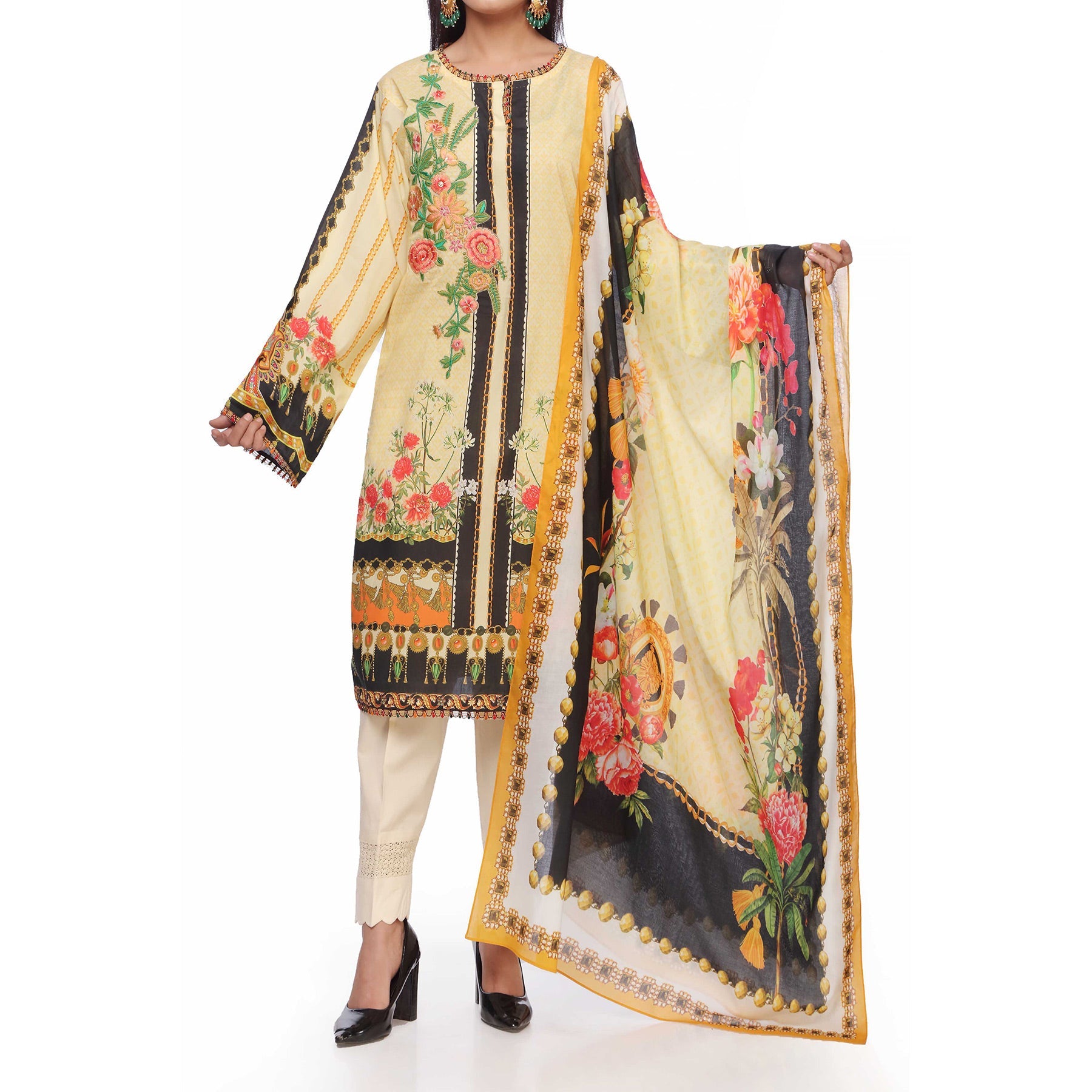 2PC- Unstitched Digital Printed Lawn Shirt With Dupatta PS2459