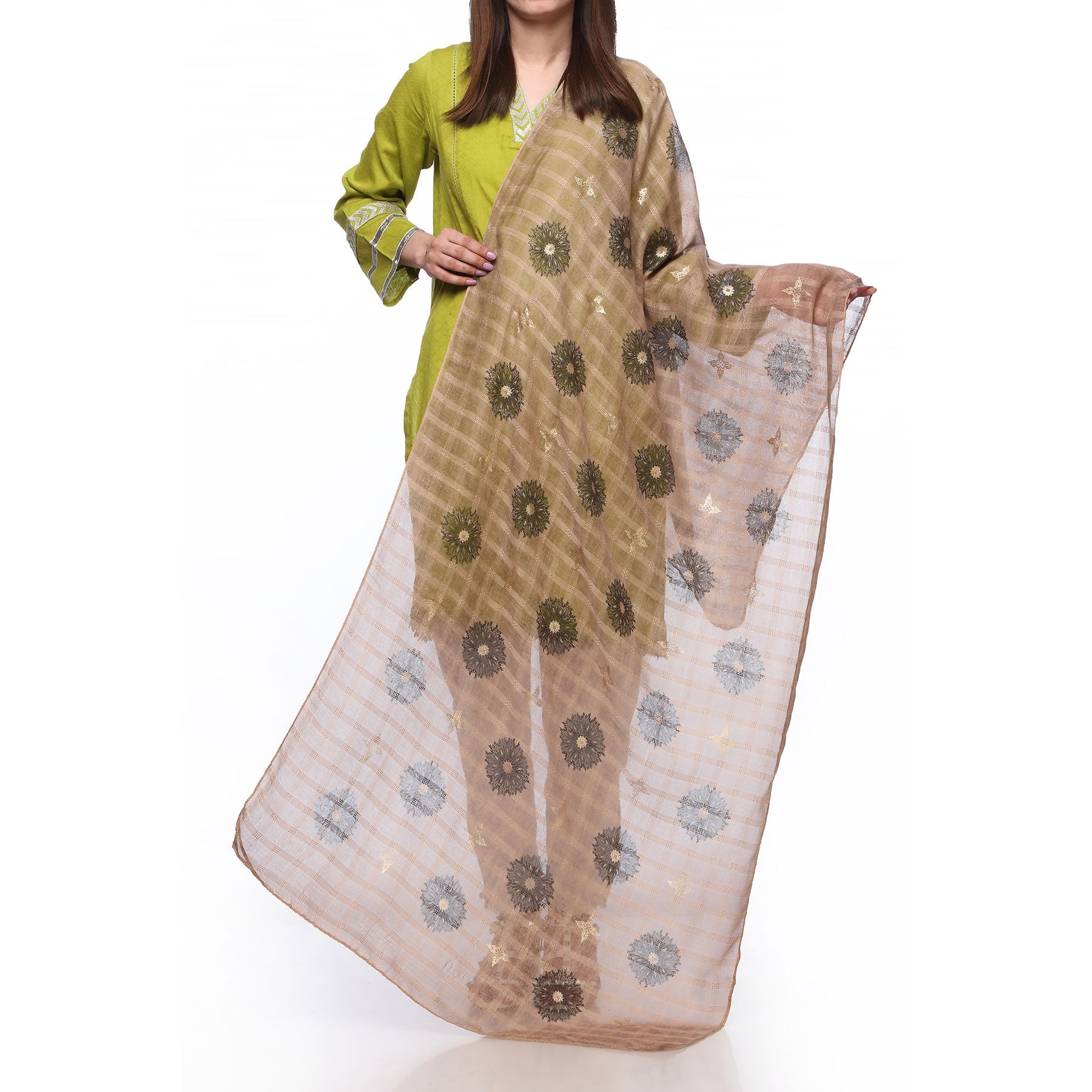 Brown Color Dyed Lawn Stole PS271202