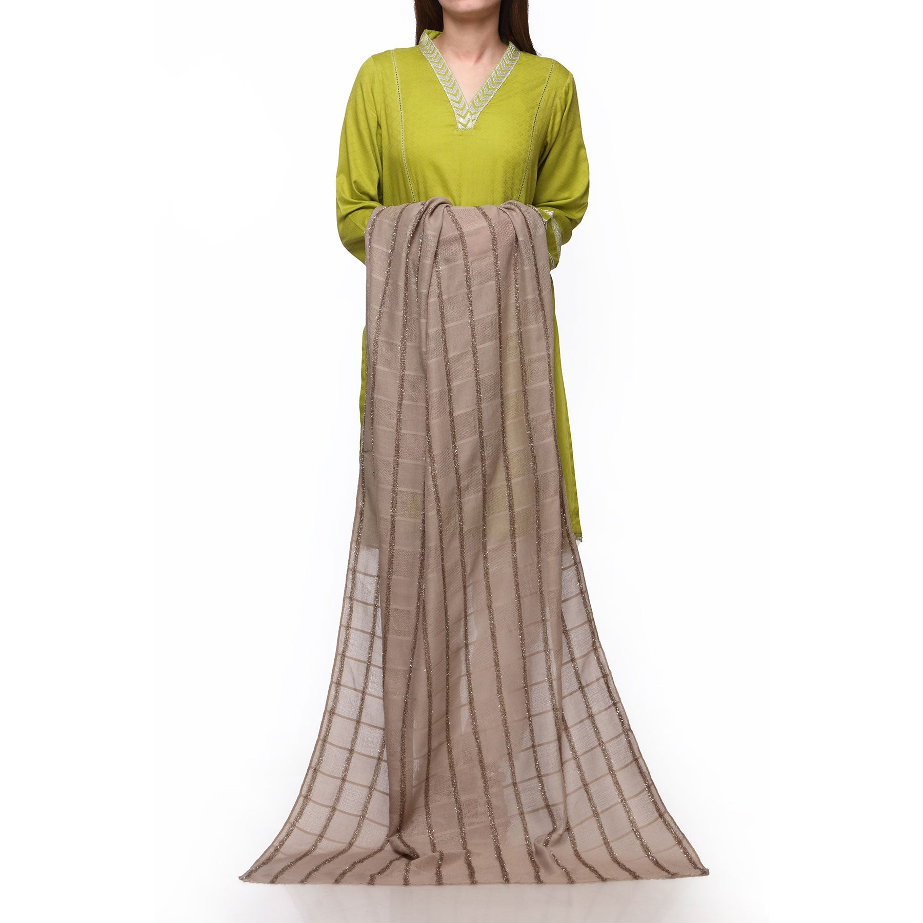 Olive Color Dyed Lawn Stole PS272440