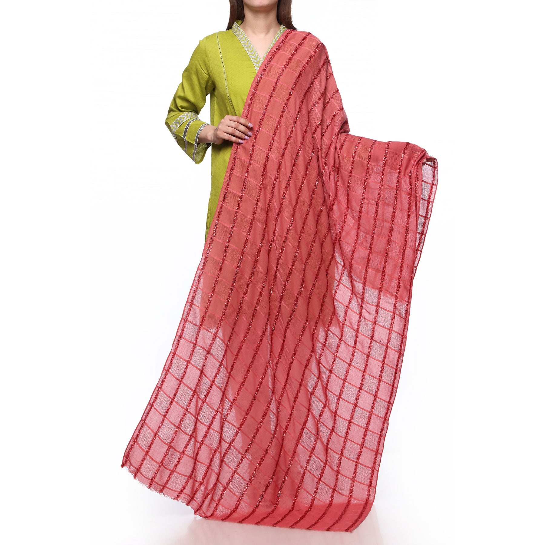 Skpink Color Dyed Lawn Stole PS272459