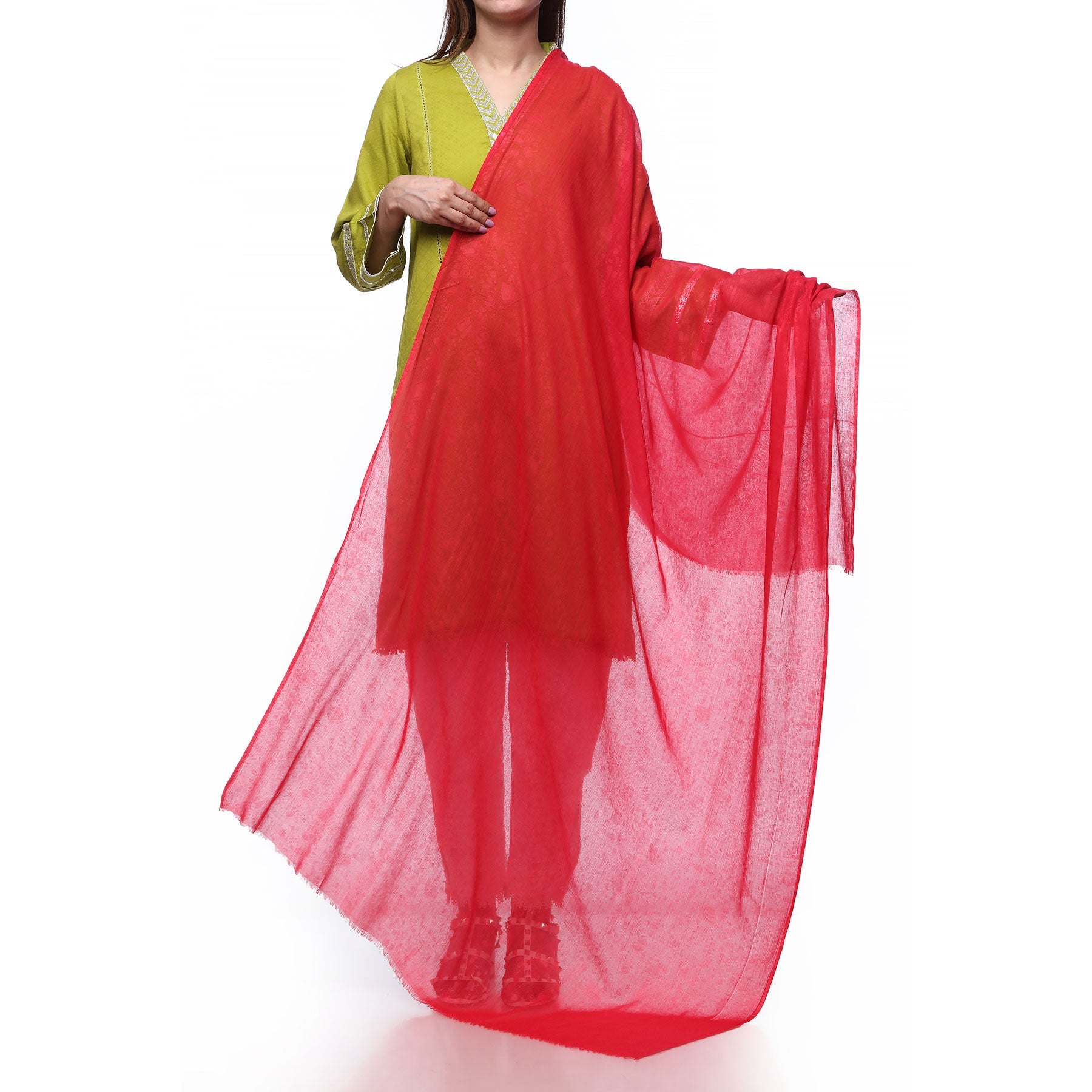 Red Color Dyed Lawn Stole PS272513