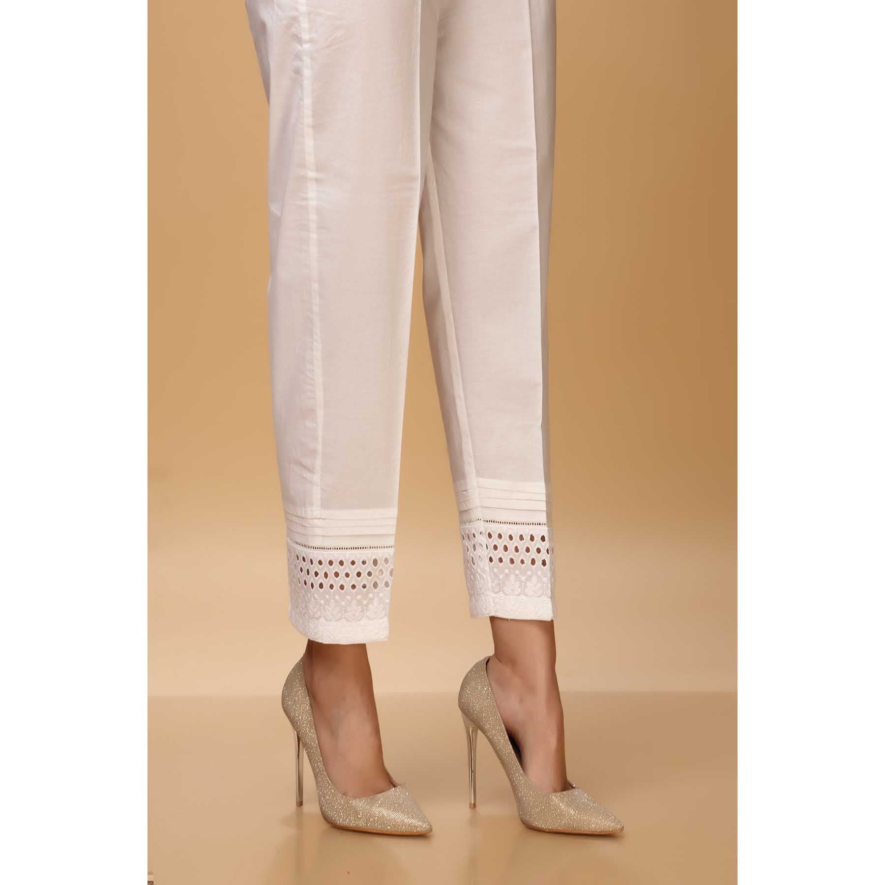 White Color Cambric Straight Pant PW1534