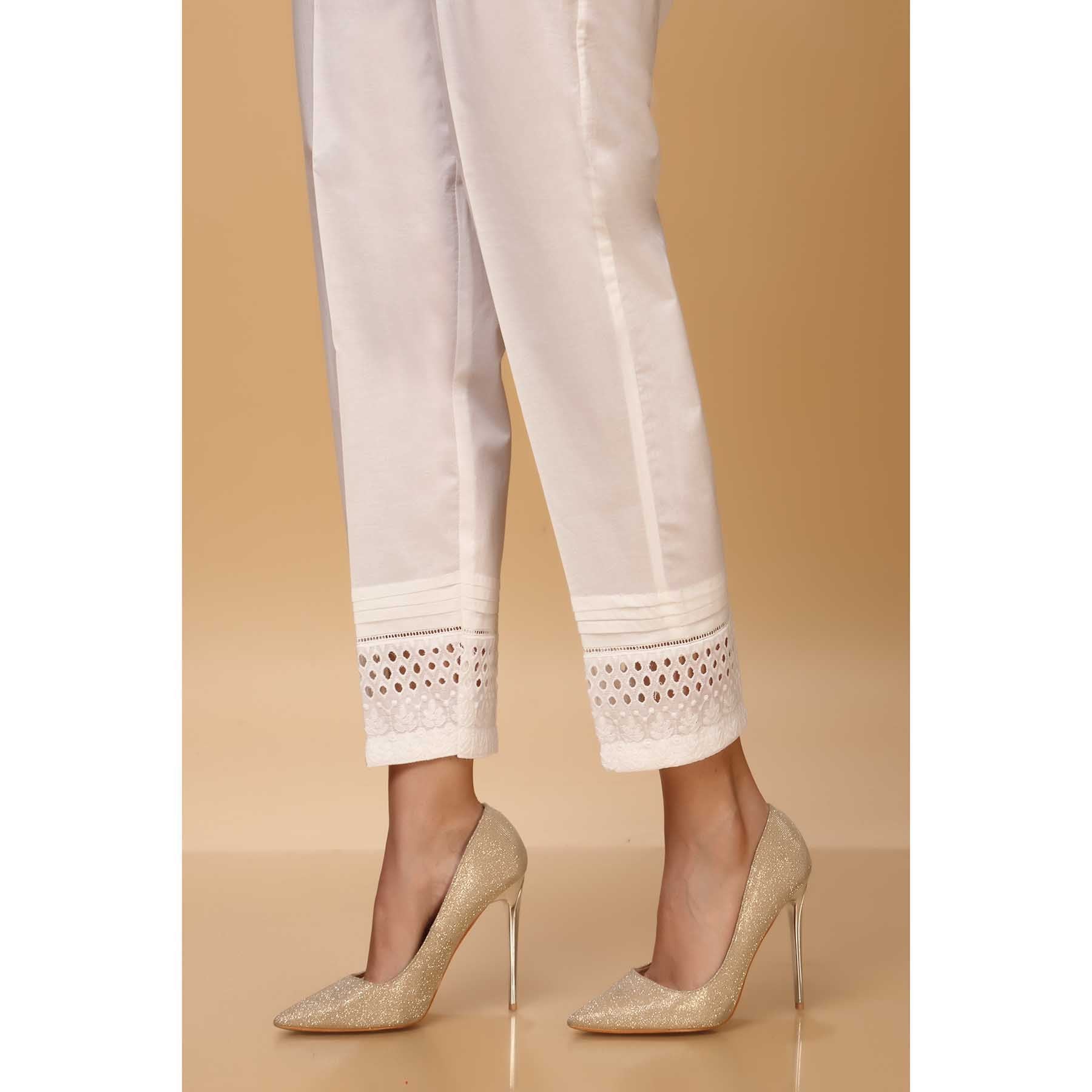 White Color Cambric Straight Pant PW1534