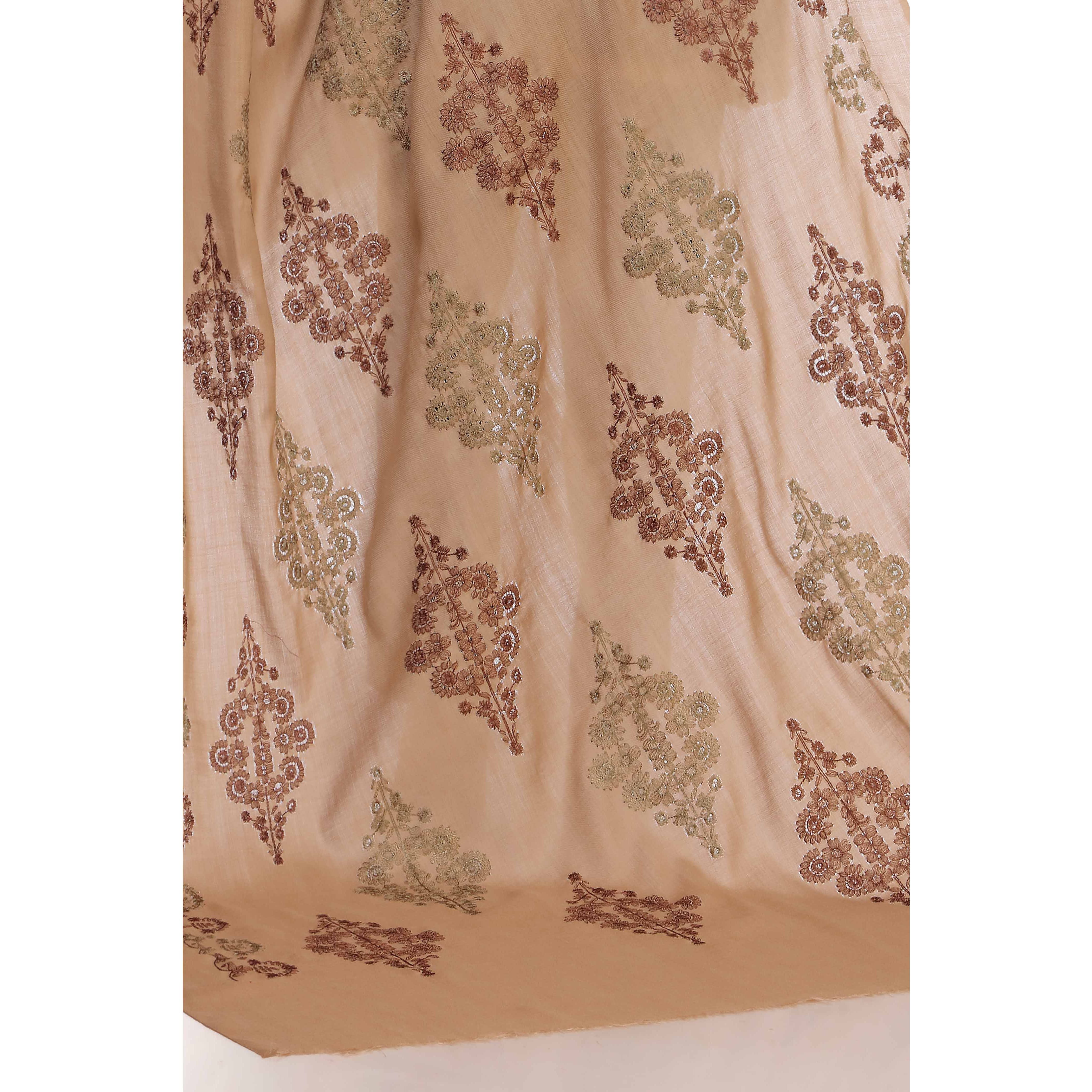 Brown Embroidered  Shawl PW2716