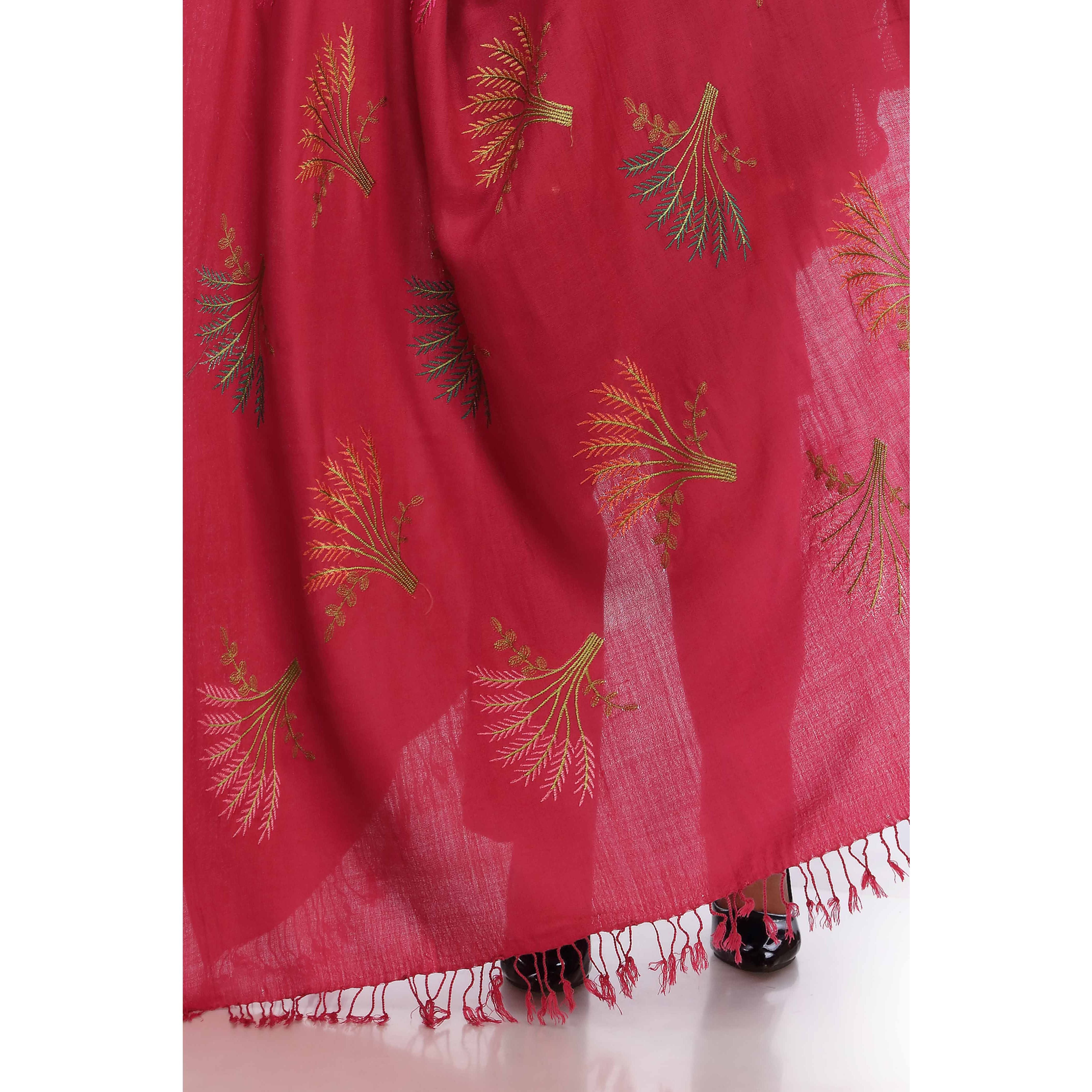 Pink Embroidered Pashmina Shawl PW2723