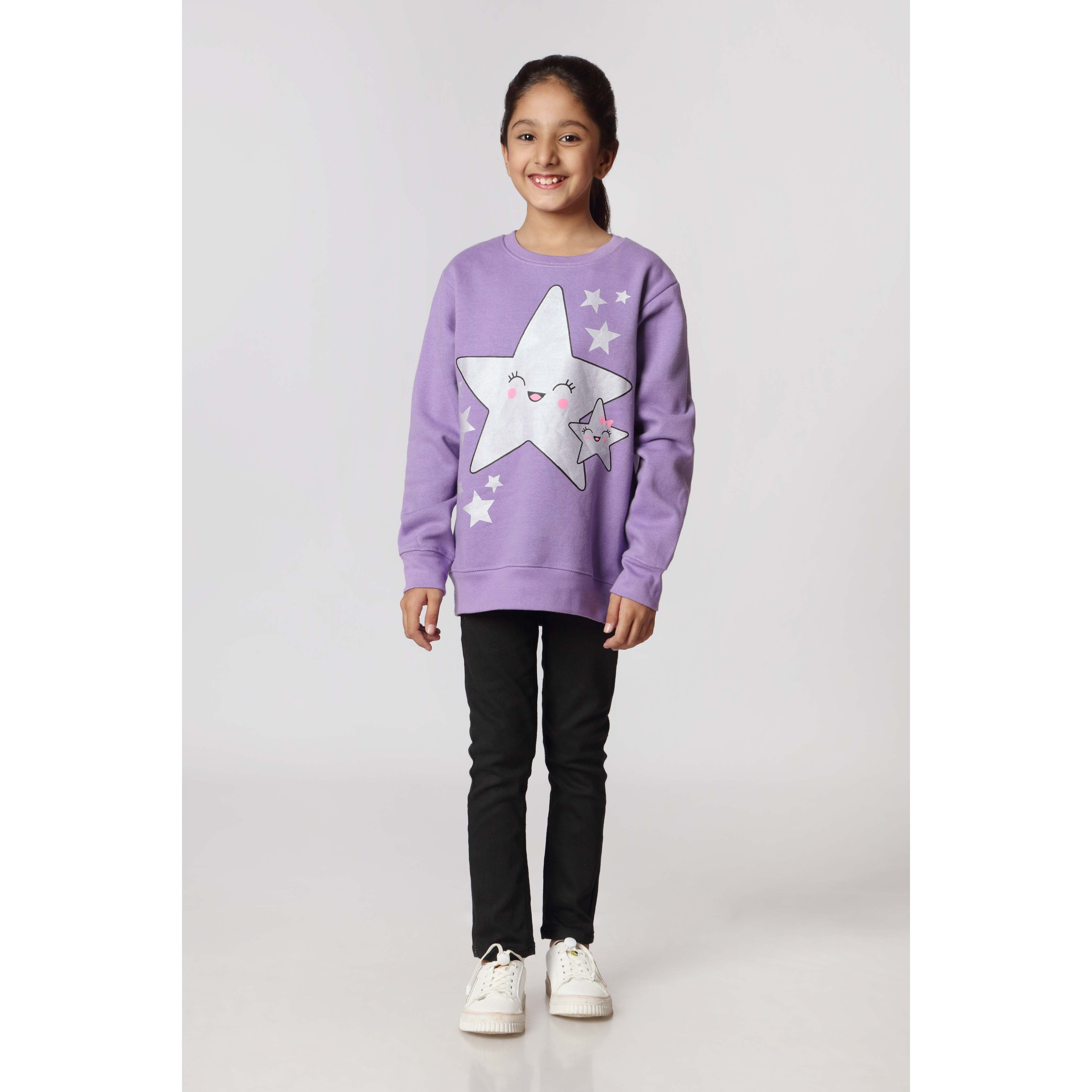 Girls Purple Fleece Sweat Shirt PW2846