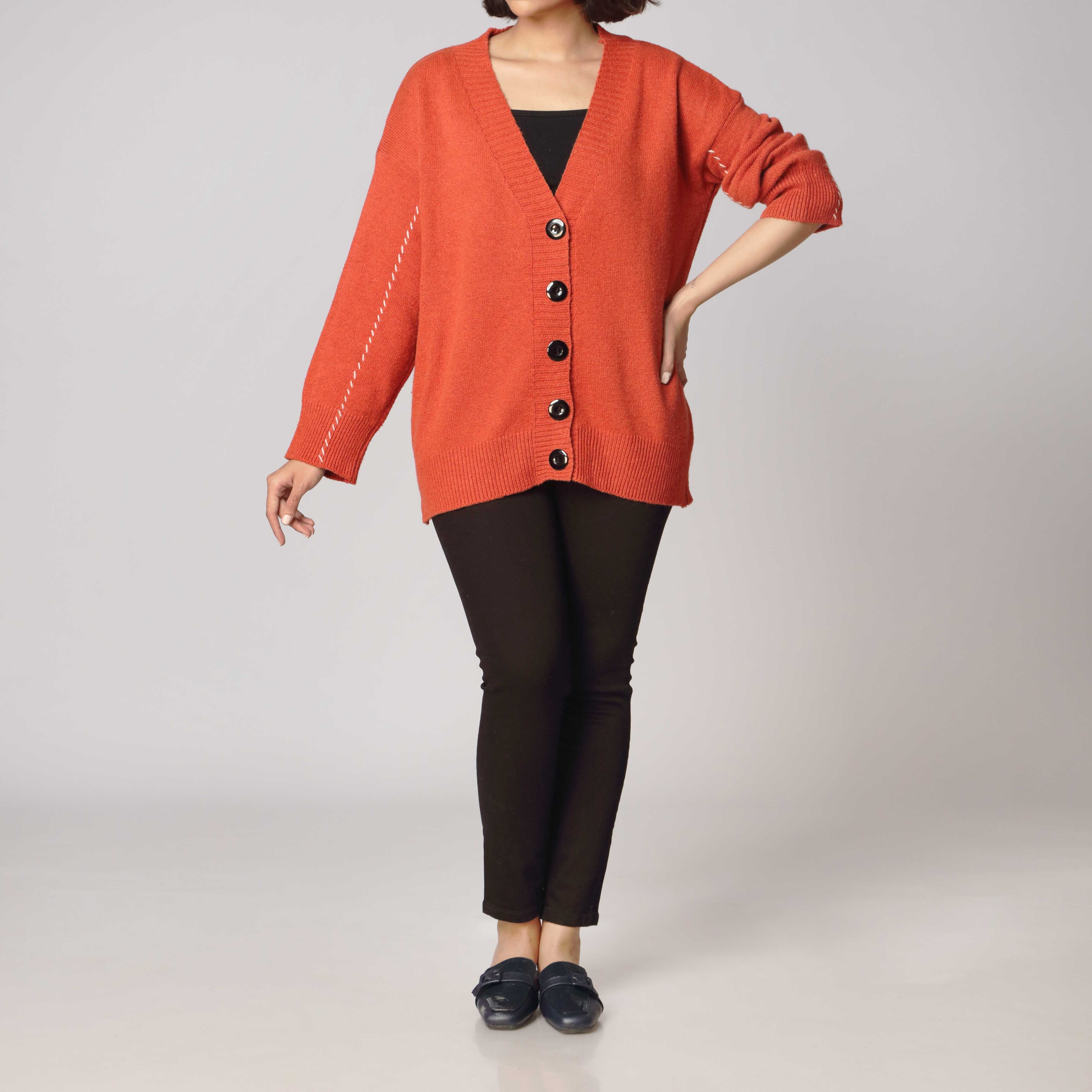 Red Mid Length Cardigan PW2916