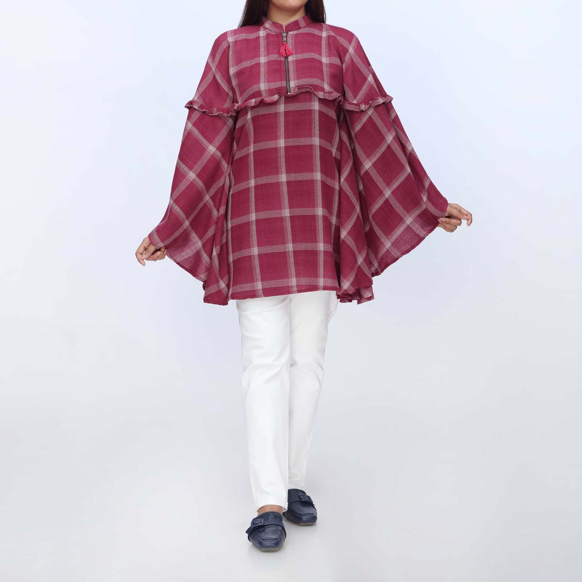 1PC-Flannel Checkered Top PW3084