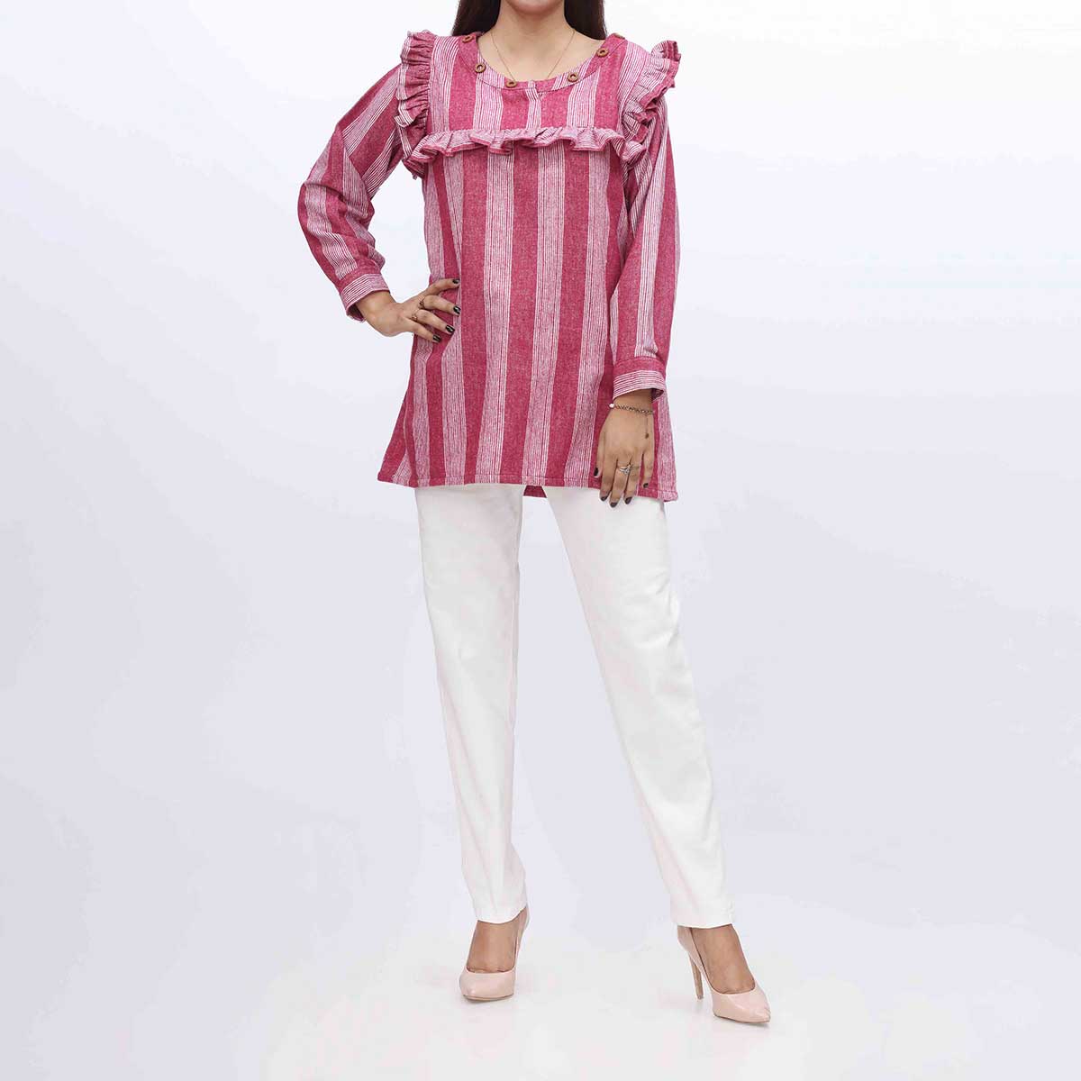 1PC- Flannel Checkered Top PW3183