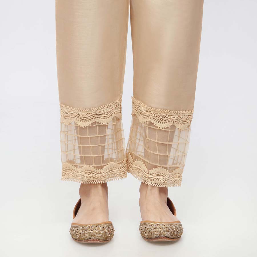 Beige Laced Cambric Slim Fit Trouser PW3626