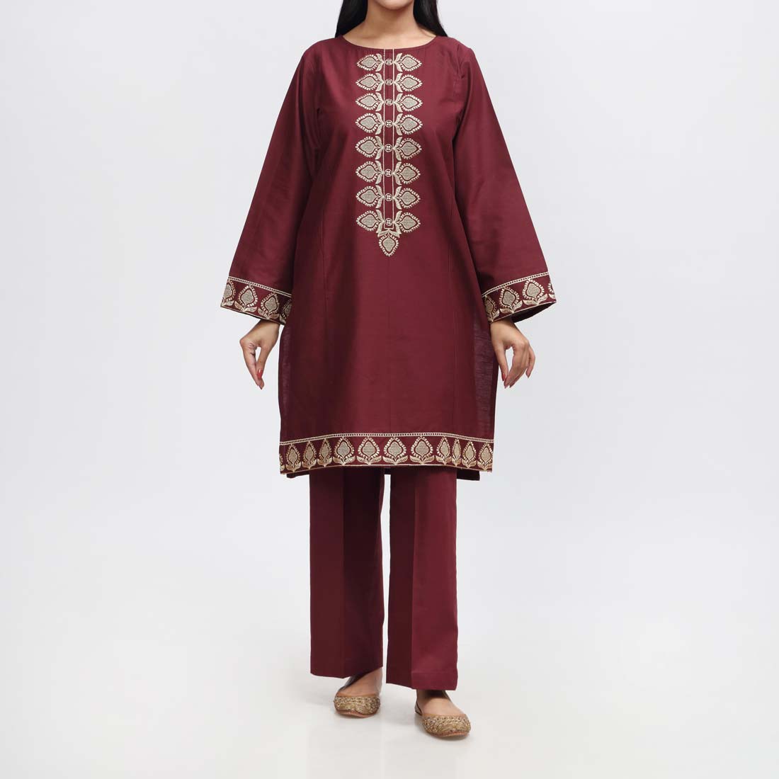 2PC- Embroidered Suit PW9056