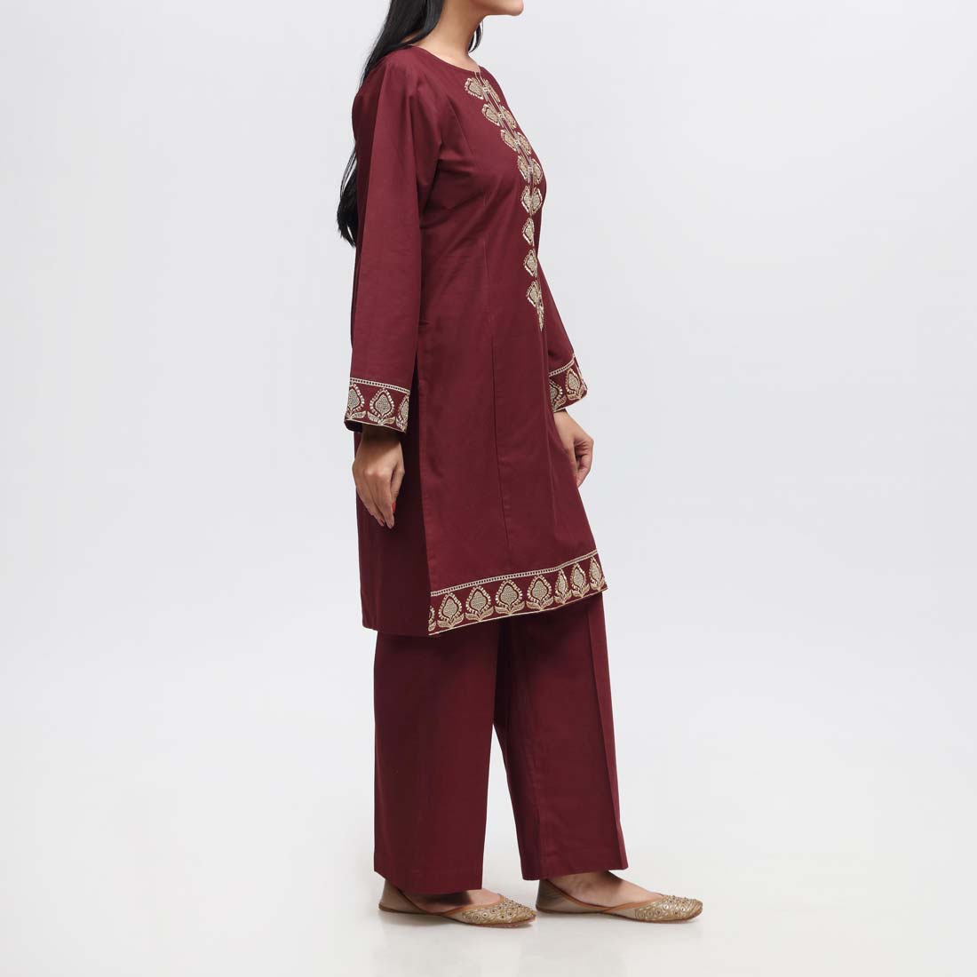 2PC- Embroidered Suit PW9056